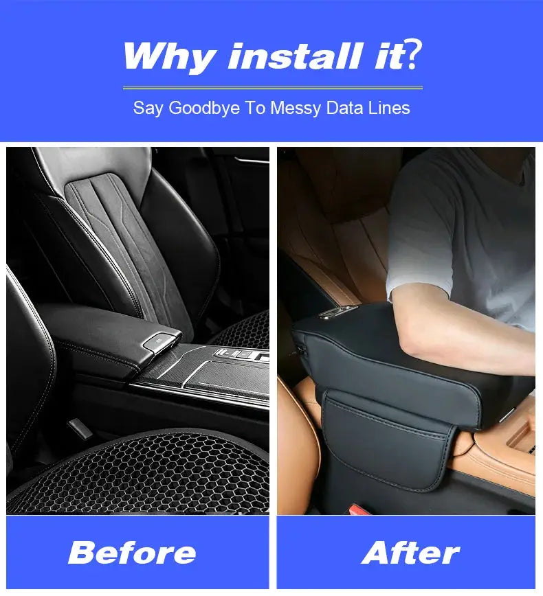 Vtear Universal Car Armrest Pad Heightening Cushion Elbow Support With Side Storage Pockets PU Memory Foam Interior Accessories by InterCyprus Trading Ltd