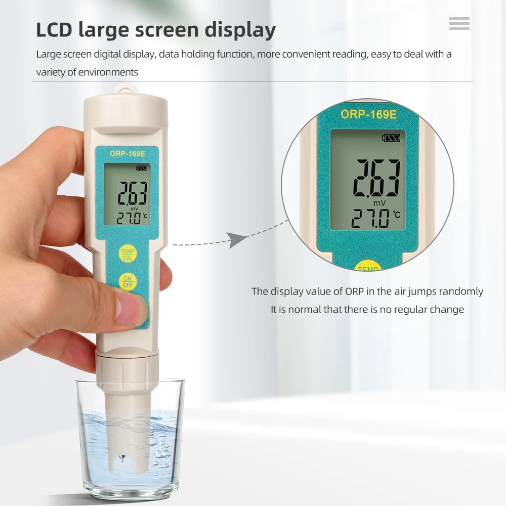 169E ORP Redox Tester &ndash; Waterproof LCD Display For Pools