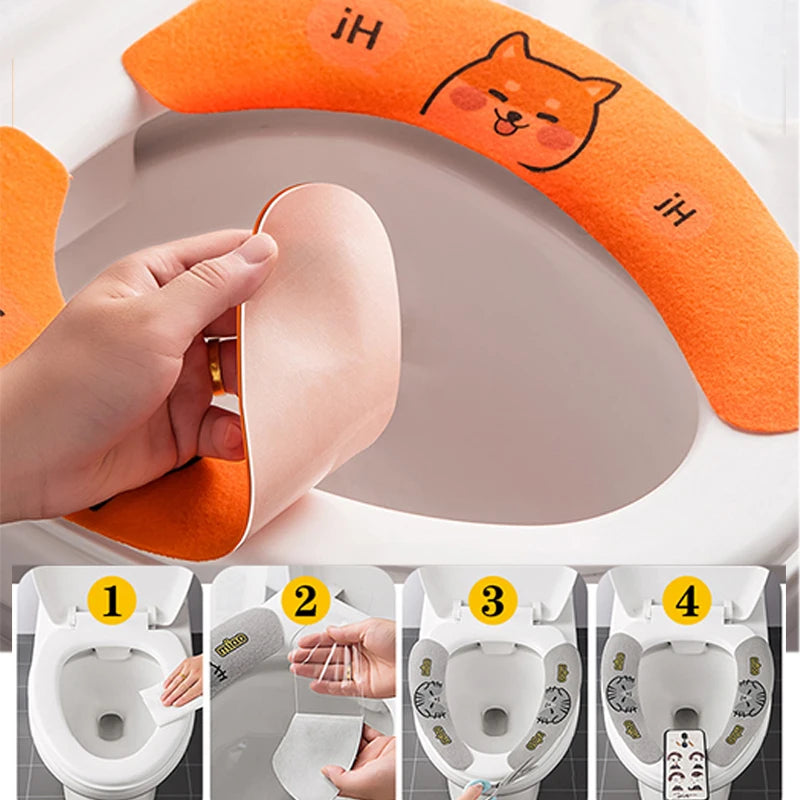 2Pc Set Reusable Toilet Seat Cover &ndash; Warm Flannel Pad
