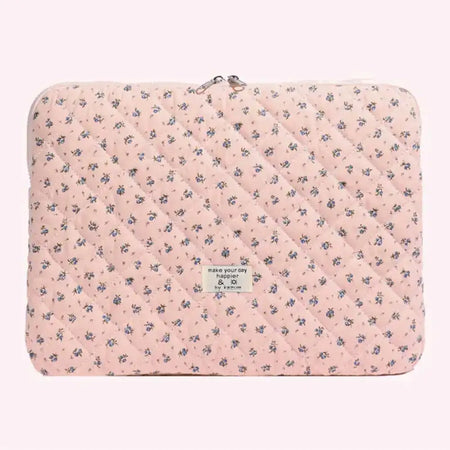 Flower Printed Quilted Laptop Sleeve For 11 To 15 Inches