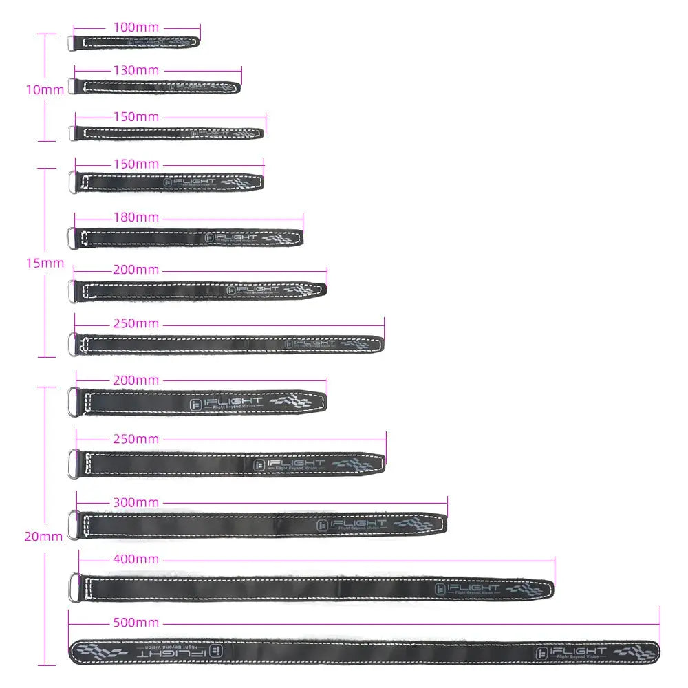 5pcs IFlight 20mm 15mm Width 500mm 400mm 300mm 250mm 200mm Length Microfiber Battery Strap Non-slip Belt for FPV by InterCyprus Trading Ltd