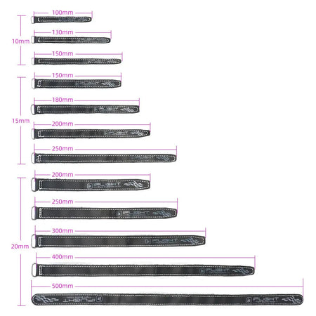 5pcs IFlight 20mm 15mm Width 500mm 400mm 300mm 250mm 200mm Length Microfiber Battery Strap Non-slip Belt for FPV by InterCyprus Trading Ltd