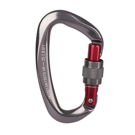 12KN 7075 Outdoor Climbing Equipment Buckle Climbing Carabiner D Shape Quickdraws Professional Climbing Buckle Lock Safety Lock Grey-25KN