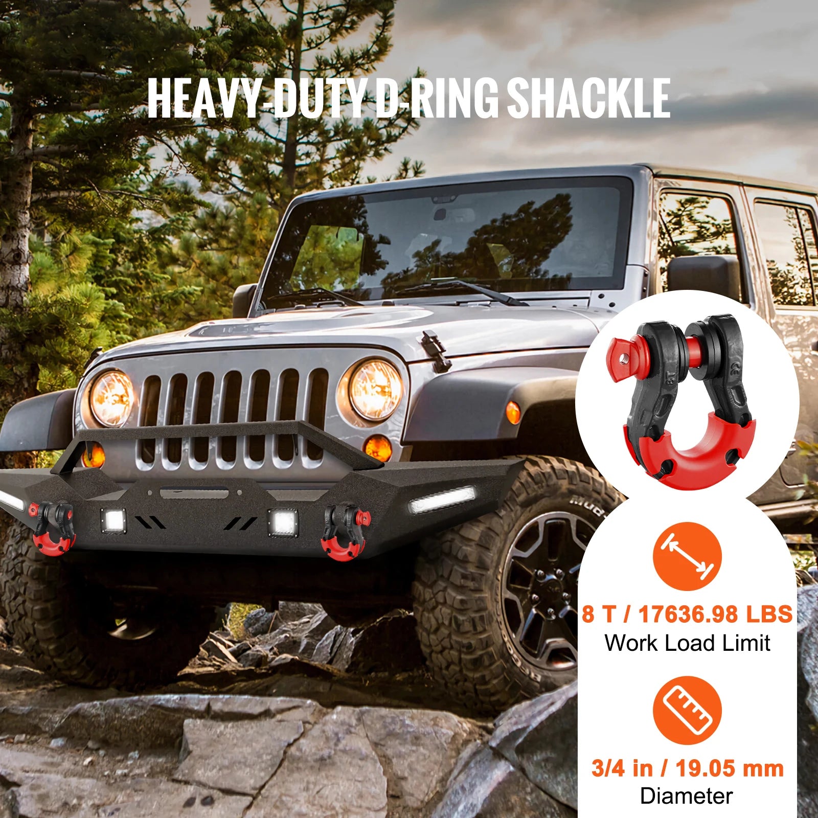 SucceBuy D Ring Shackle Set 3/4 Inch &ndash; Heavy Duty Recovery