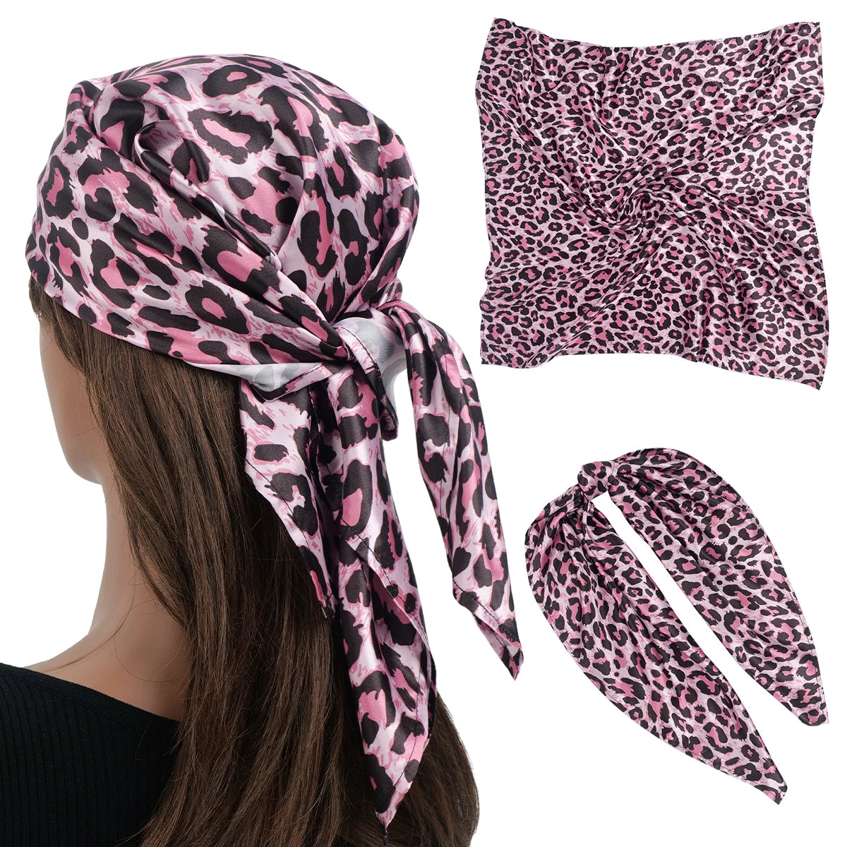 Chic Leopard Headscarf &ndash; Luxurious Silk Cashmere Wrap Pink / S