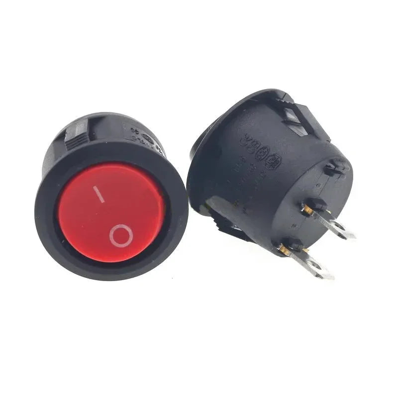 12V Round Rocker Switch &ndash; Reliable ON/OFF Control for Camper Vans and Caravans 2Pin Red / 5PCS