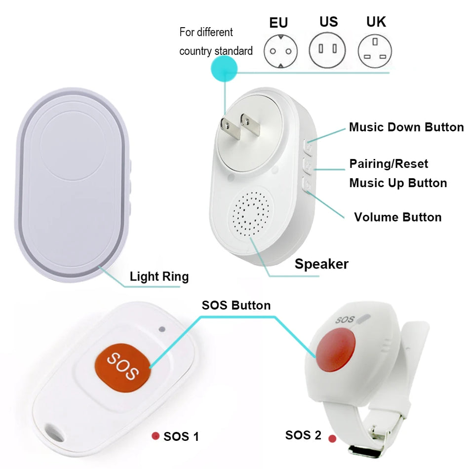 Topvico SOS Button Wireless Elderly Panic Alarm &ndash; 433MHz
