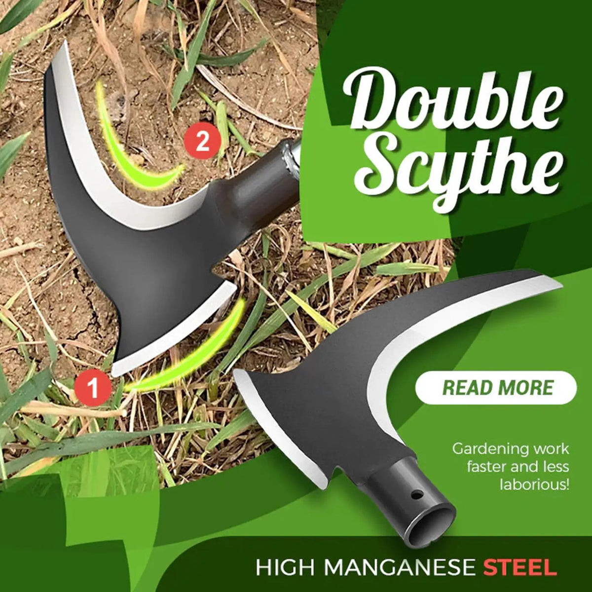 Double Scythe Multi-Purpose Brush Mowing Tool &ndash; Heavy Duty Forged Blade for Efficient Weeding