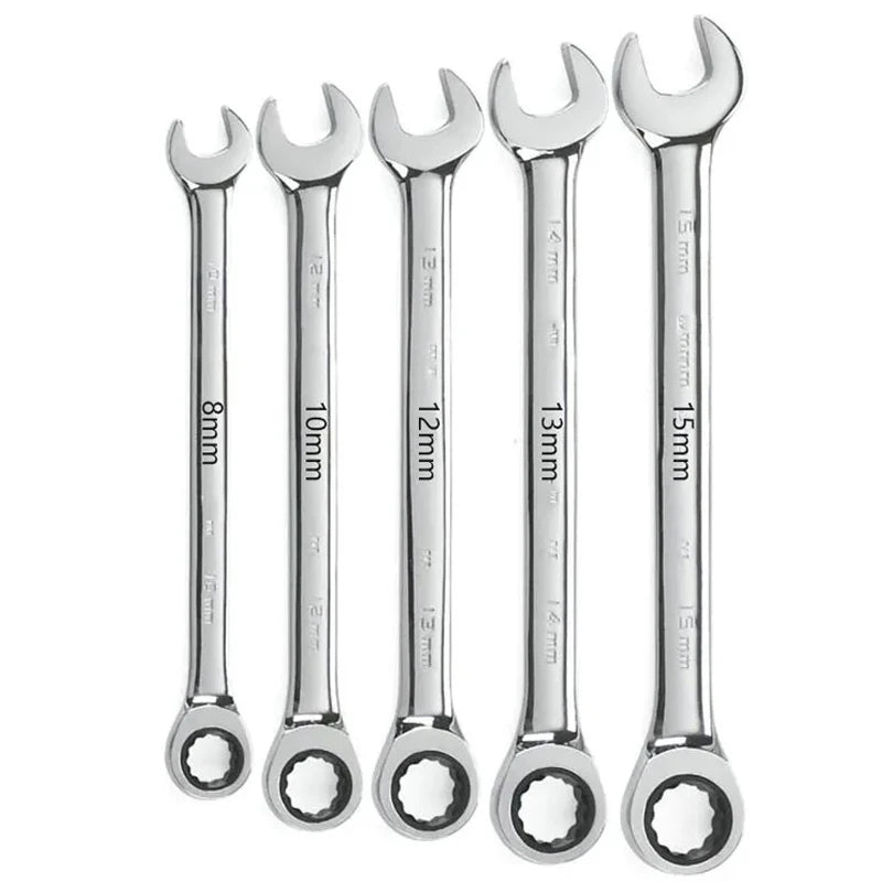 Universal Ratchet Metric Wrenches for Car Repair - Torque Spanners Set 8-10-12-13-15set