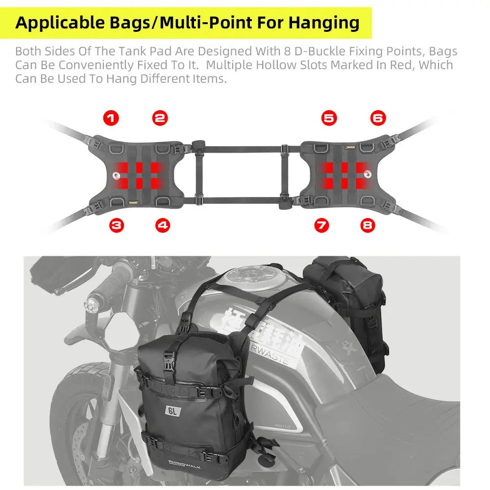Rhinowalk Motorcycle Tank Bag Side Bag Hanging System Motor Fuel Tank Additional Side Bag Base Pad Motorcross Bag Base Accessory by InterCyprus Trading Ltd
