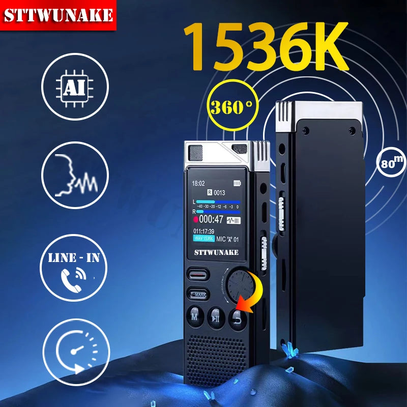 STTWUNAKE AI Noise Reduction Recorder &ndash; Playback Capable 136GB