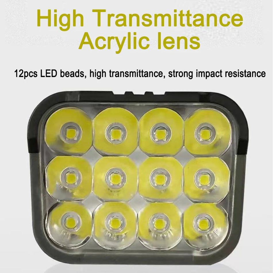 2-in-1 Dviračio Šviesa su Rageliu, 12 LED Priekinė Šviesa, USB Energijos Bankas, ABS Korpusas