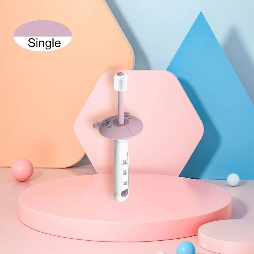 360 Degree Soft Silicone Baby Toothbrush for Children Aged 0-6 Years Sakura Powder