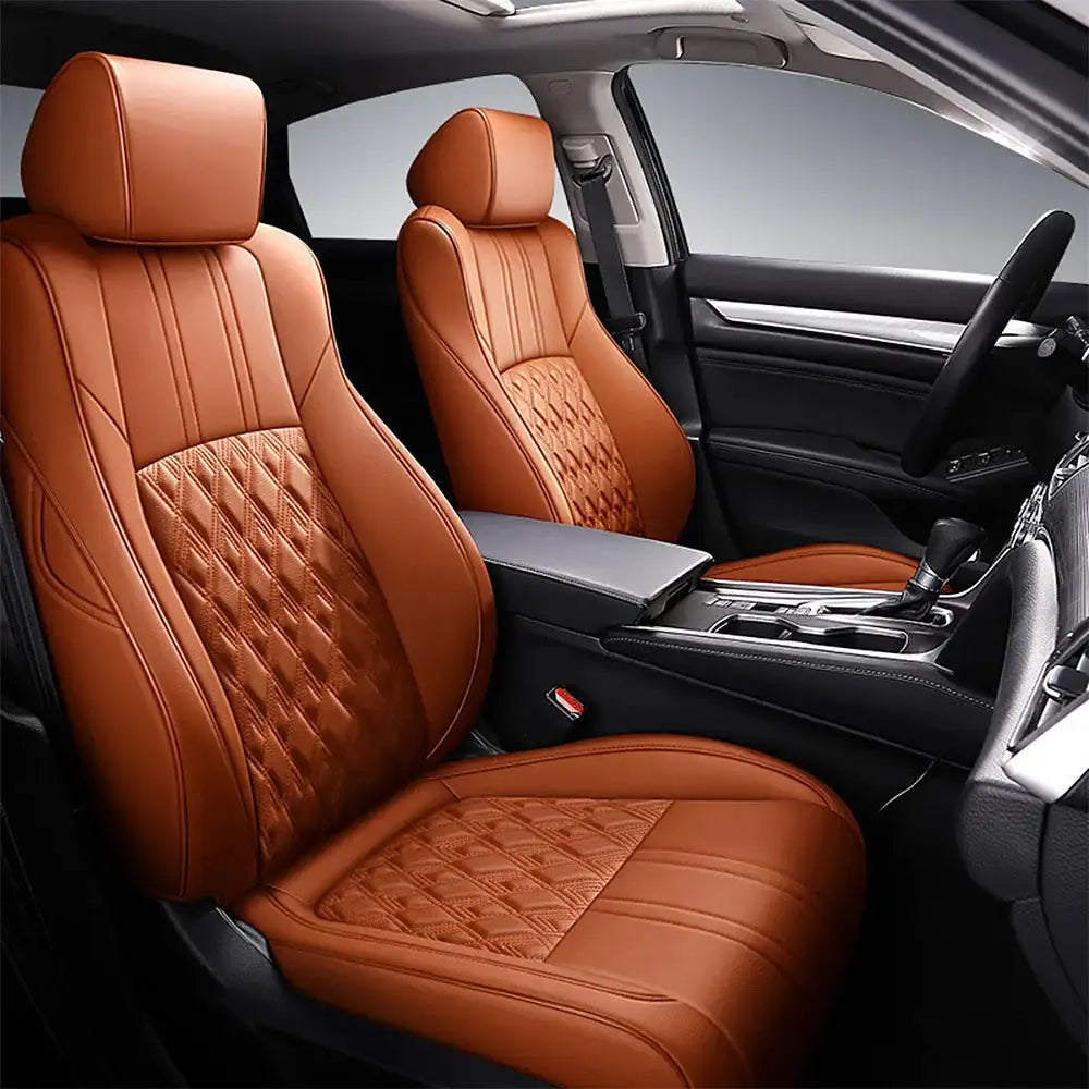 Honda Accord X Faux Leather Full Coverage Custom Seat Covers brown / CHINA