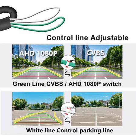 Dynamic Trajectory Reverse Camera 180 Degree Wide Angle Waterproof Car Backup Camera CVBS/AHD Switch Control Line Adjustable by InterCyprus Trading Ltd