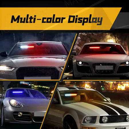 40 LED Strobe Light Front Flash Warning Lamp Auto Windshield Bar Traffic Advisor Flashlight Yellow White Car Accessories 12V-24V by InterCyprus Trading Ltd