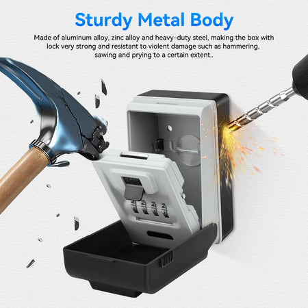 Awapow Metal Password Key Box &ndash; Wall Mounted 4 Digit Lock