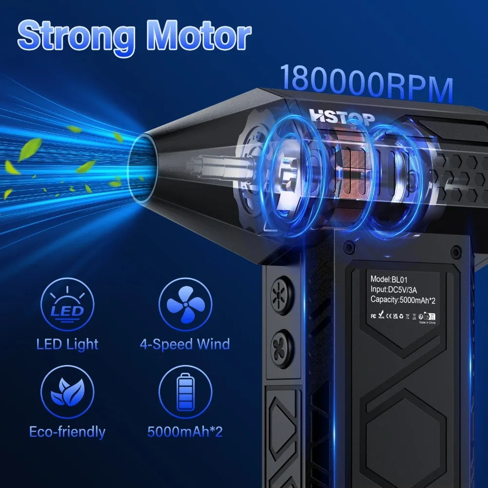 Handheld Mini Blower Fan 180000RPM &ndash; Rechargeable 5000mAh