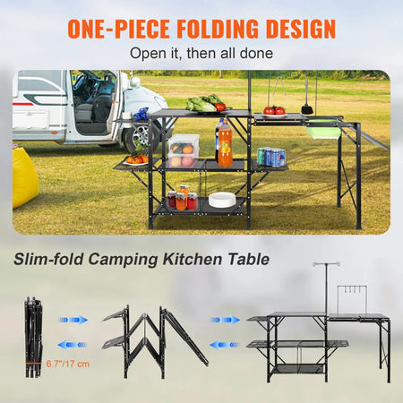 Portable Aluminum Folding Camping Table With Sink