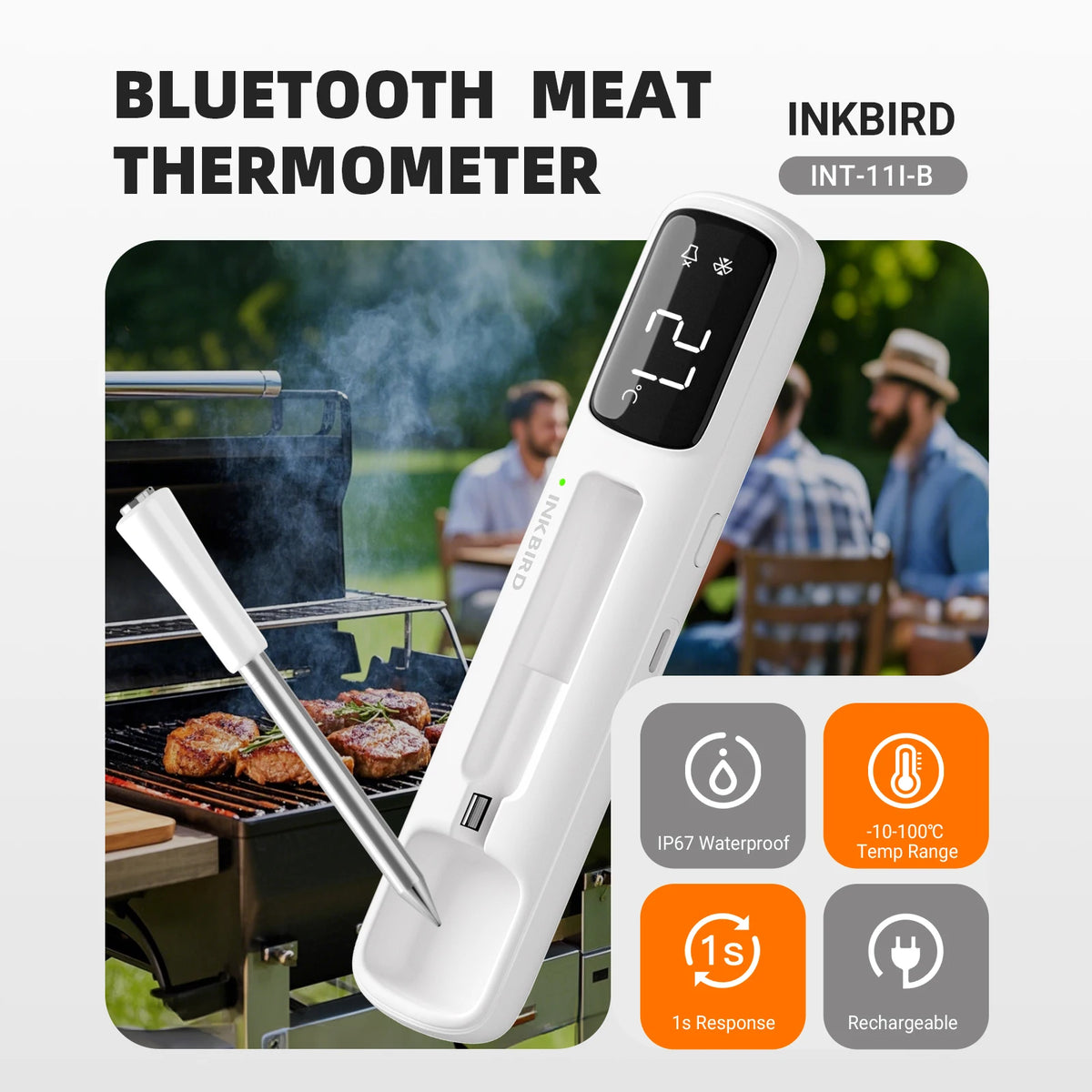 INKBIRD INT-11I-B Mini Wireless Meat Thermometer &ndash; Fast Read