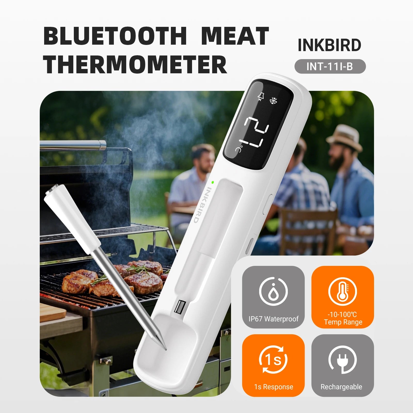 INKBIRD INT-11I-B Mini Wireless Meat Thermometer &ndash; Fast Read