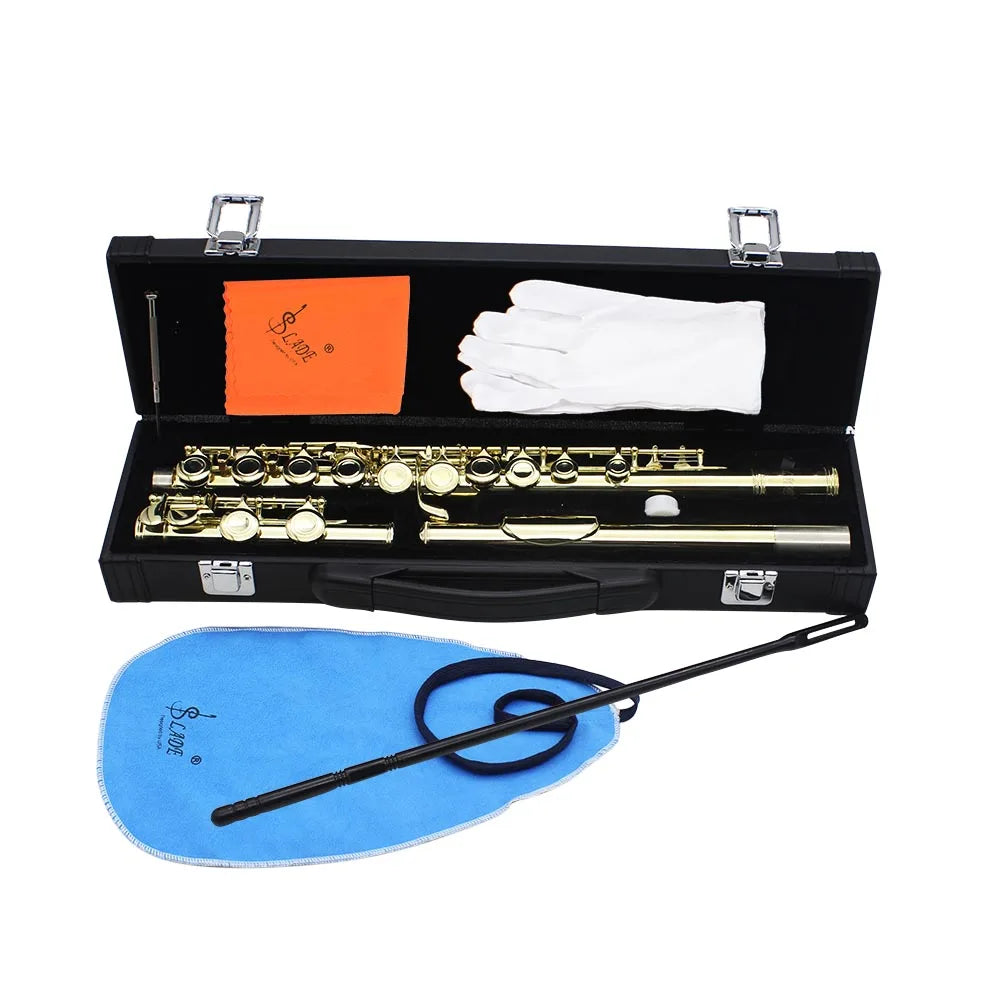 SLADE Flute 16 Open Closed Holes C Key &ndash; Pro Transverse LDF-650 Gold