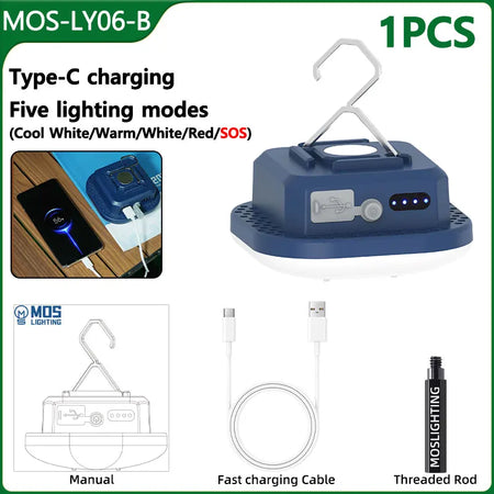 MOSLIGHTING 80W Camping Lantern &ndash; Ultra-Bright and Waterproof MOS-LY06-Blue