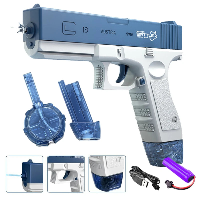 Electric Water Gun Toy Portable Automatic  Electric Burst Water Gun Kids Outdoor Water Toys blue B