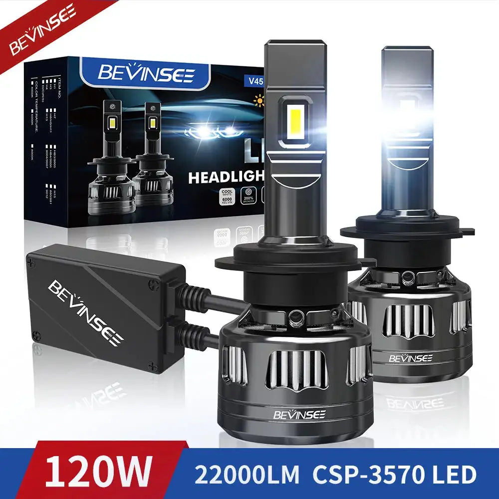 Bevinsee V45 LED Headlight Bulbs 12V CANBUS H4 H7 H11 9006/HB4 / China