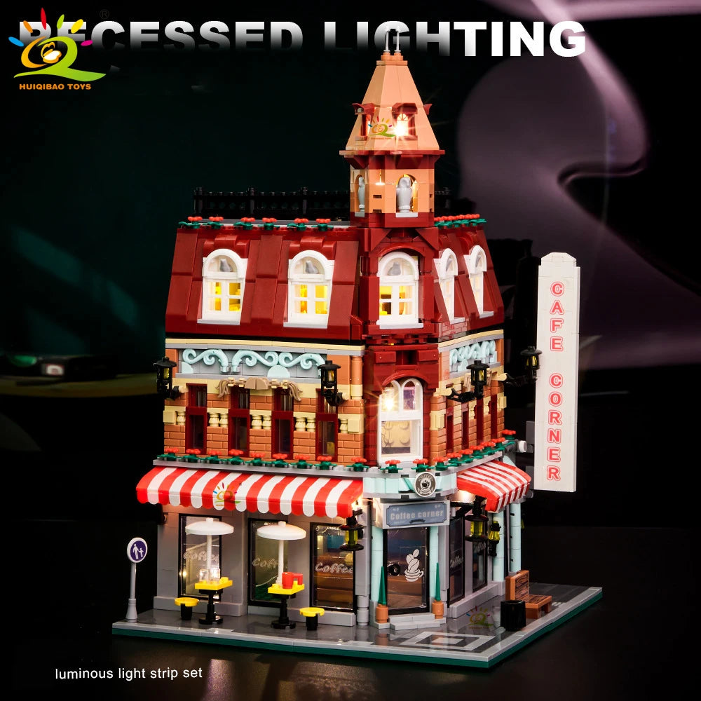 HUIQIBAO MOC City Corner Coffee Shop Blocks &ndash; Fun Build