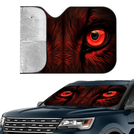 Horror Devil Eyes Foldable Car Sunshade - UV Protection Windshield Shield