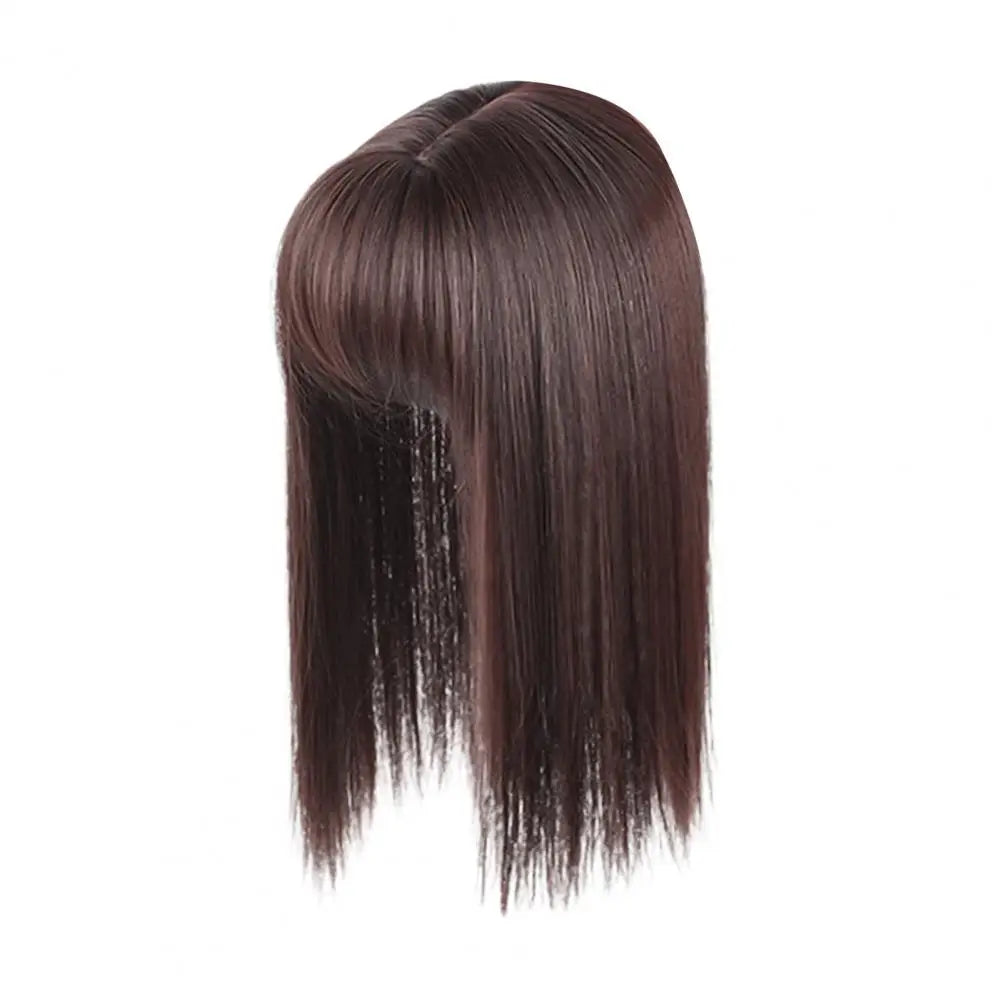 Versatile Long Straight Wig with Air Bangs - High Temperature Fiber Dark Brown 45cm