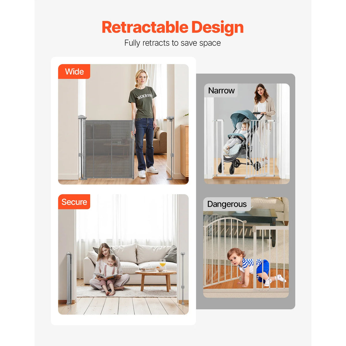 SucceBuy 55/71/110in Retractable Baby Gate &ndash; Easy Install