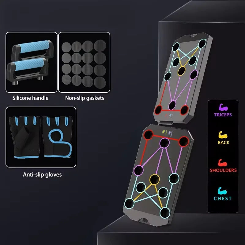 Folding Push Up Board &ndash; Portable Fitness Training Table board-glove