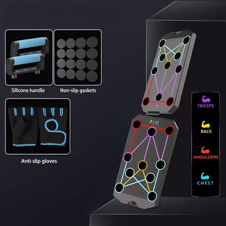 Folding Push Up Board &ndash; Portable Fitness Training Table board-glove