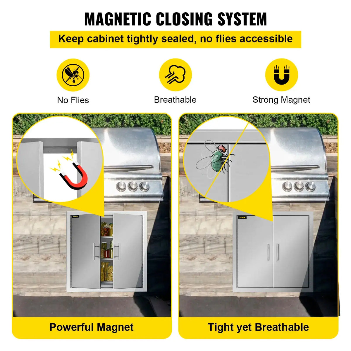 31x31in 304 Stainless BBQ Double Door Paper Holder