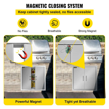 31x31in 304 Stainless BBQ Double Door Paper Holder