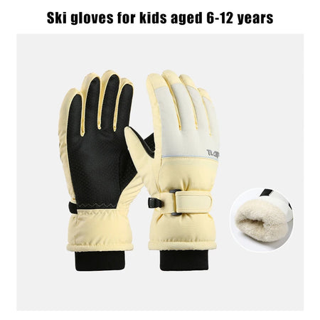 Kids Winter Ski Gloves &ndash; Waterproof and Windproof Design Yellow