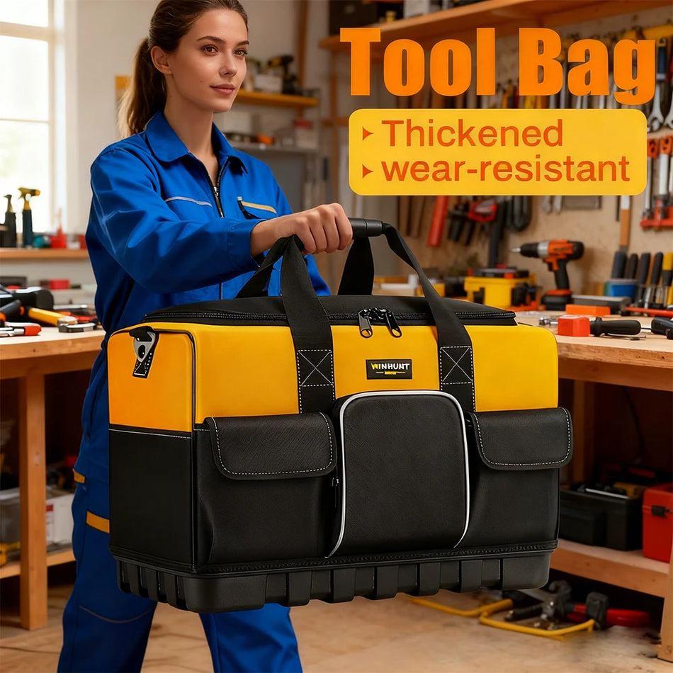 Sac à outils étanche pour électriciens avec fond rigide et multi-poches en oxford