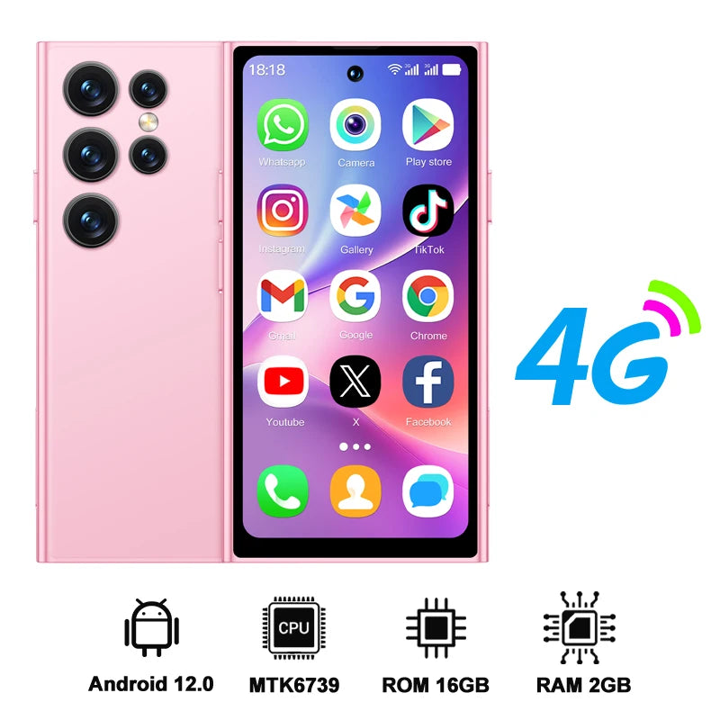 SERVO S27 MINI &ndash; Ultra Slim 4G Smartphone Pocket Friendly Pink RAM2G ROM16G