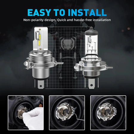 Bevinsee H4 LED Headlight Hi Lo 6000K 3000Lm Nonpolarity
