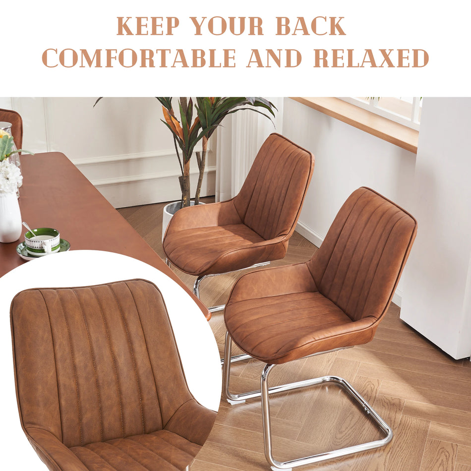 Office Dining Chairs Pair Iron Frame Synthetic Leather