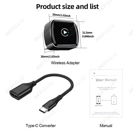 CarPlay Adapter Mini 2in1 Dongle &ndash; Wired To Wireless