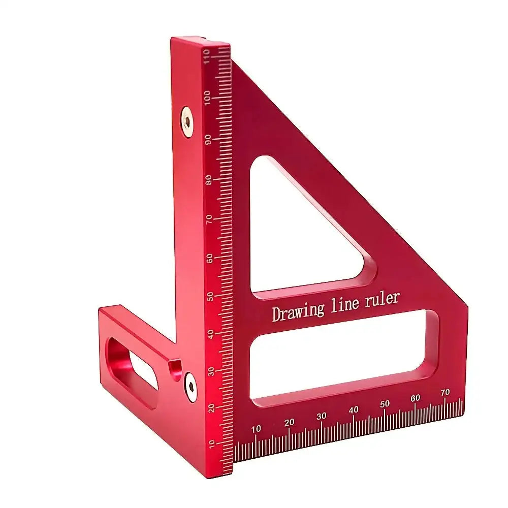 Aluminum Carpenter Square Protractor 3D Ruler 45 90 Red - Millimeter