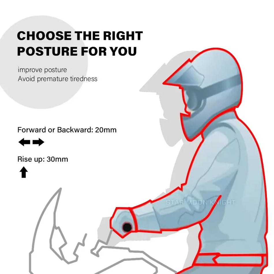 Riser Kit Honda NC750X pro řídítka 22mm, hliníková slitina, nastavitelný 30mm nahoru a 20mm dopředu a dozadu