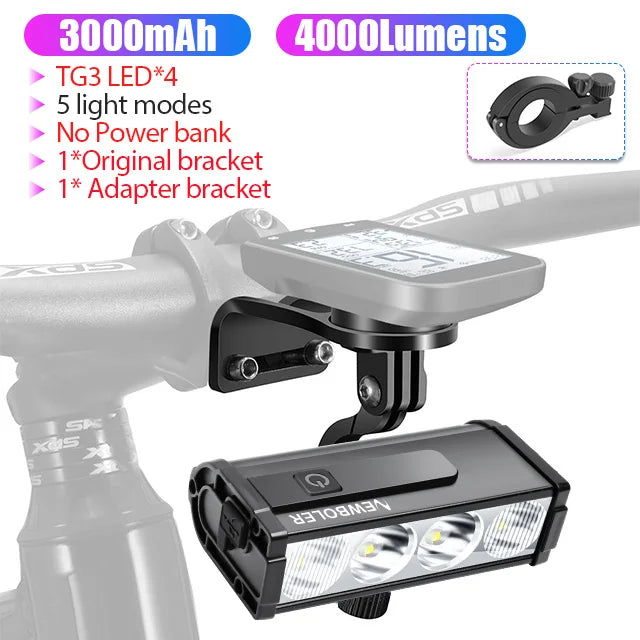 NEWBOLER 10000 Lumen Front Bicycle Light with USB Charging and Waterproof Design LIG013