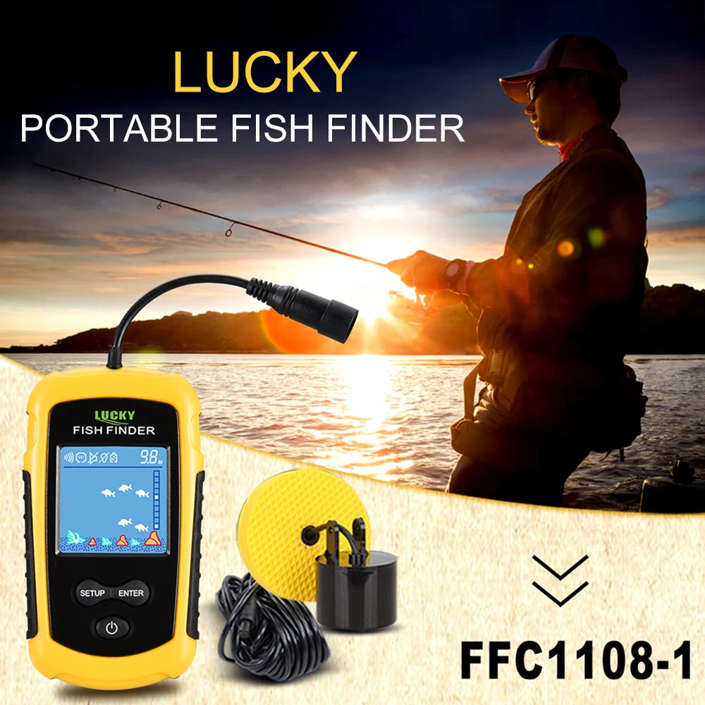 LUCKY LCD Color Screen Portable Wired Fish Finder - 100M Sonar Depth Range