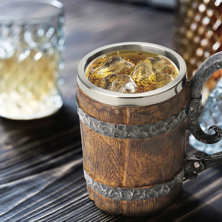 Wooden Barrel Beer Cup Stainless Steel &ndash; Double Wall