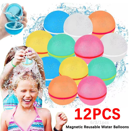 Reusable Magnetic Water Balloons for Quick Fill &amp; Self Sealing - Eco-Friendly Outdoor Fun for Pool &amp; Summer Activities