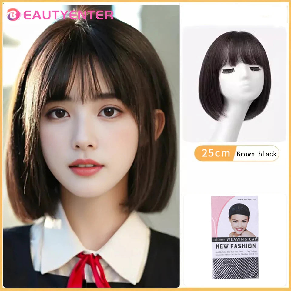 BeautyEnter Long Black Bangs Synthetic Wig for Cosplay and Daily Wear 4